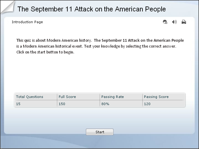 play the quiz on sept 11 2001 attack on the U.S