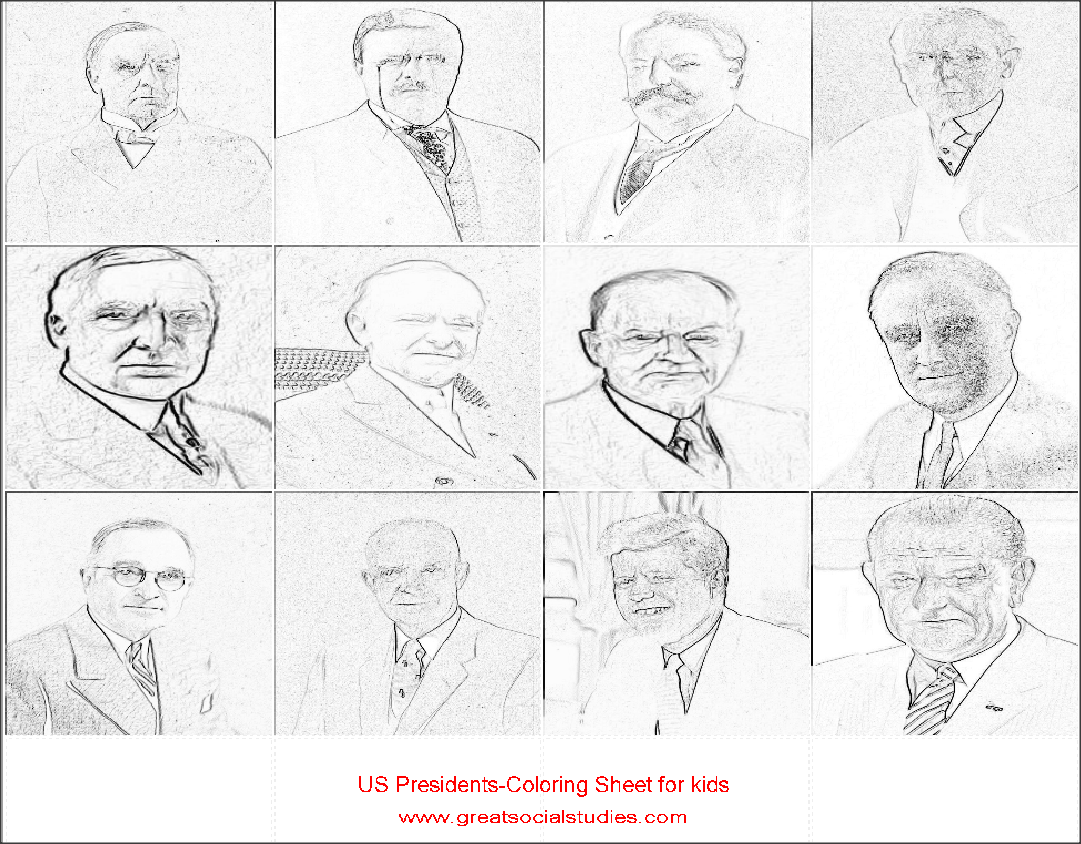 coloring sheets for teens all US Presidents print to color Great social stu s